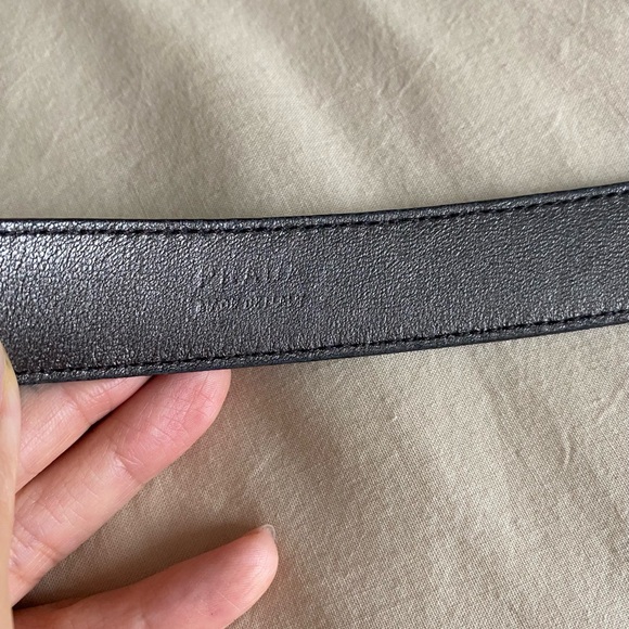 Prada Saffiano Engraved Logo Metallic Dark Silver Belt - Picture 9 of 13